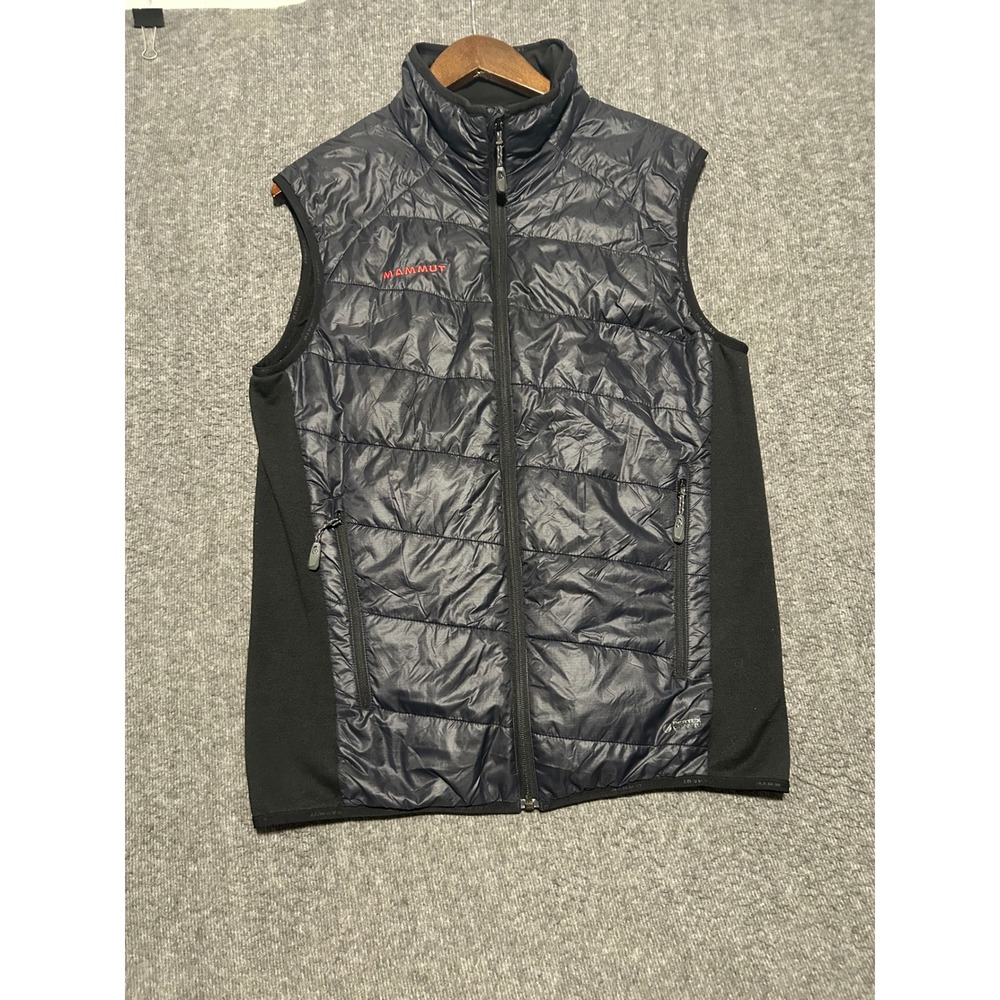 Mammut Men's Quilted Vest-Full Zip-Black Gray-Ajungilak OTI-Pertex Quantum read